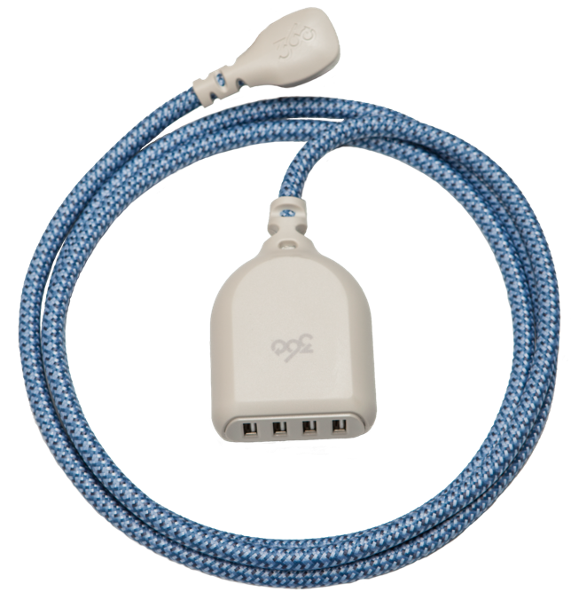 6' Extension Cord with Quad USB Ports 360 Electrical